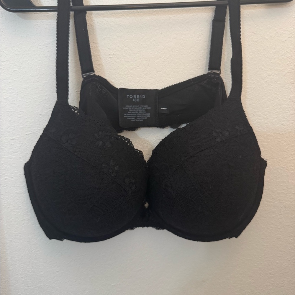 Torrid Black Lace Bra floral detail